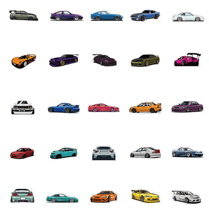 100 Cartoon Car Stickers for Laptop and Phone Decor