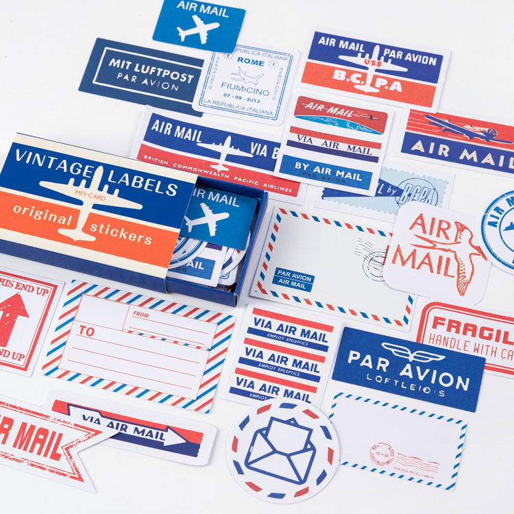 Vintage Practicalism Drawer Sticker Set - 60 Pieces