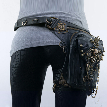 Unisex PU Leather Waist and Leg Fanny Bag