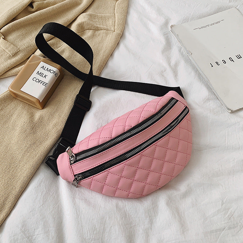 PU Leather Two-Tier Waist Bag and Shoulder Bag