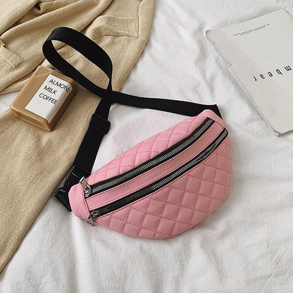 PU Leather Two-Tier Waist Bag and Shoulder Bag