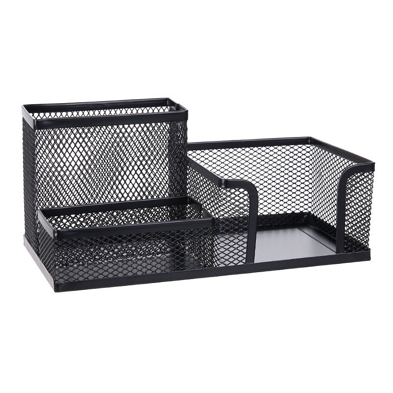 Creative Metal Four-Grid Pen Holder for Office Use
