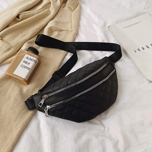 PU Leather Two-Tier Waist Bag and Shoulder Bag
