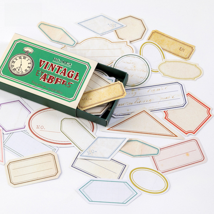 Vintage Practicalism Drawer Sticker Set - 60 Pieces