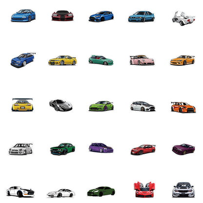 100 Cartoon Car Stickers for Laptop and Phone Decor